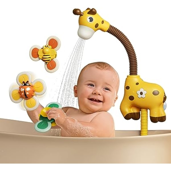 Baby Badleksak Set, Duschhuvud med 3 Pack Sugkopp Leksaker för