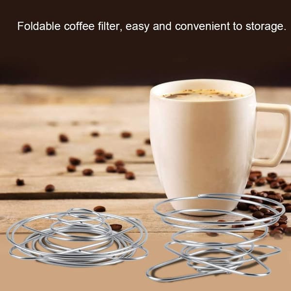 Sæt med 2 sammenklappelige genanvendelige kaffefiltre i rustfrit stål til