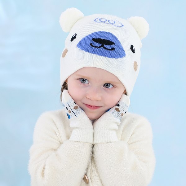 Toddler Sticka Cartoon Hat Handskar 2 Delar Set Beanie Hat vantar