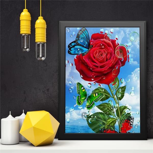 Blomster diamantmaleri, voksne barn nybegynner DIY 5D rose dia