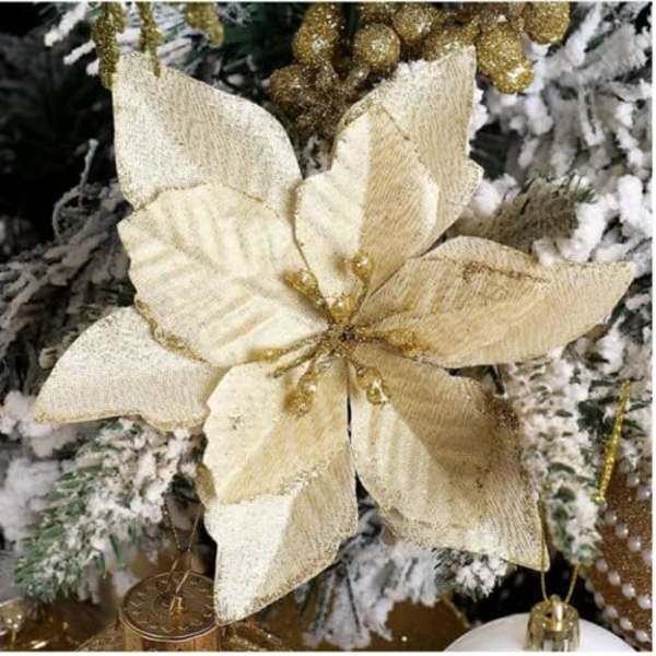 12 Pakk Gull Glitter Julestjerne Juletrepynt til Jul