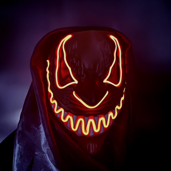 2 st Halloween skräckmask LED lysande mask rolig djävul fest rekvisita