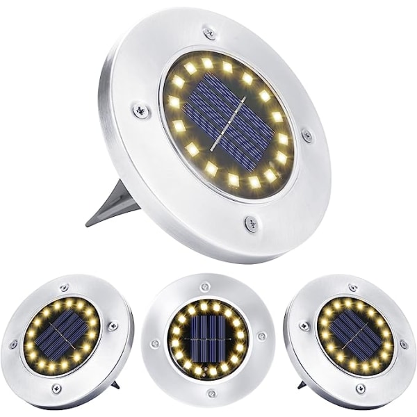 Solcellelamper utendørs, 4 stk., 16 LED varmt hvitt spotlys