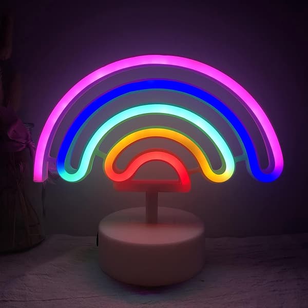 Regnbue Neon Skiltlampe for Barnerom med Base