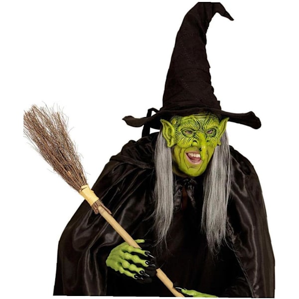 Gammal kvinna häxmask häxa vuxen skräck demon huvudbonad mask hall