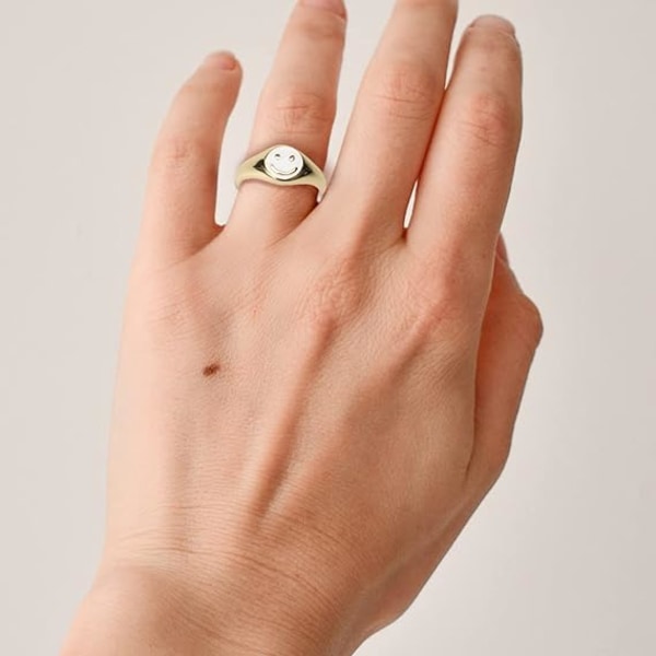 5 st Smiley Face-ringar, guld leende ring för kvinnor flickor Happy F