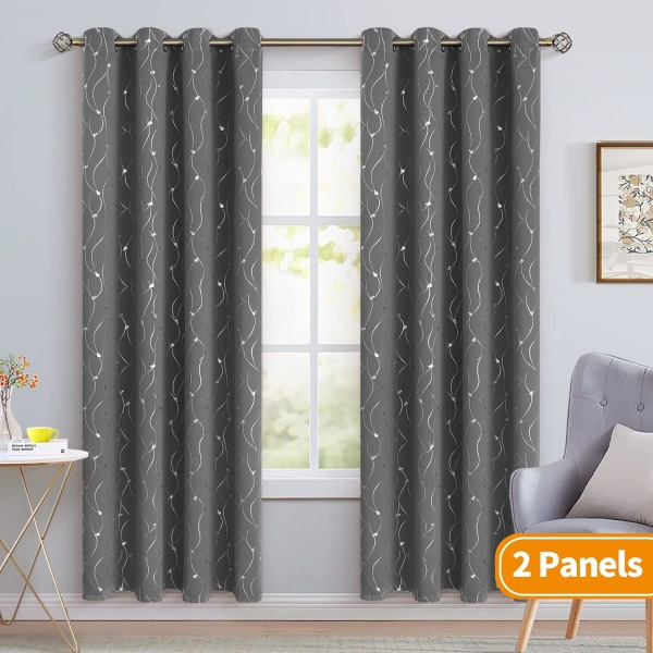 Blackout gardiner 84 tommer længde 2 paneler Grommet termisk isolering