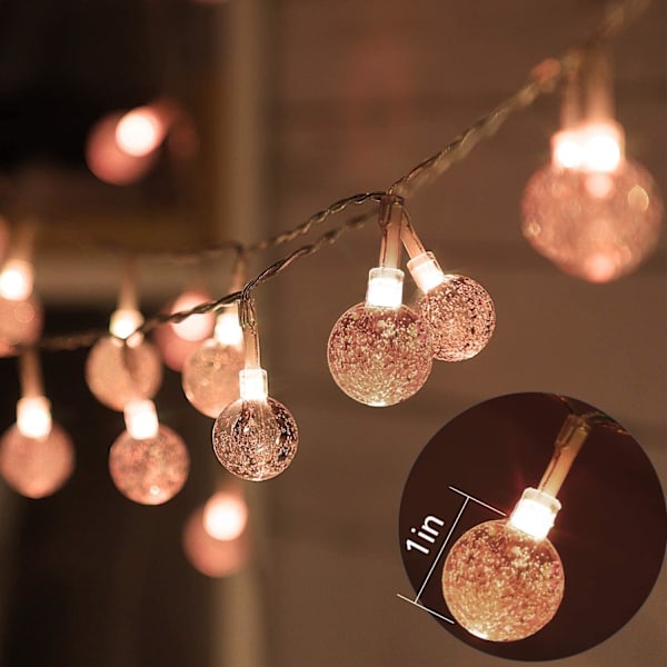 Farveskiftende Globe String Lights USB-stik, 50 LED Crystal Bubb