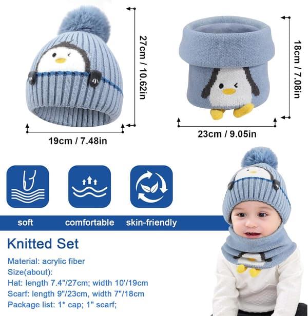 Vinter varm stickad mössa halsduk set, vinter tjockad fleece
