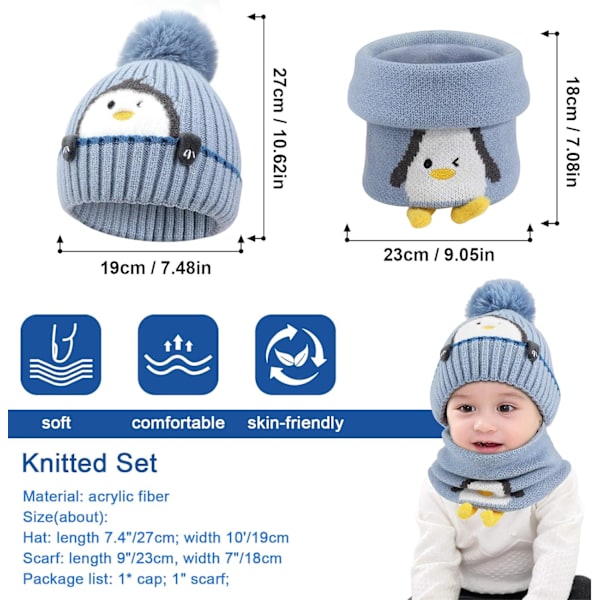 Vinter varm strikket lue skjerf sett, vinter tykkere fleece