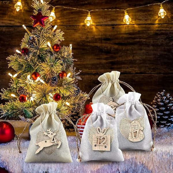 Adventskalender-tygkasse, adventskalenderpåse