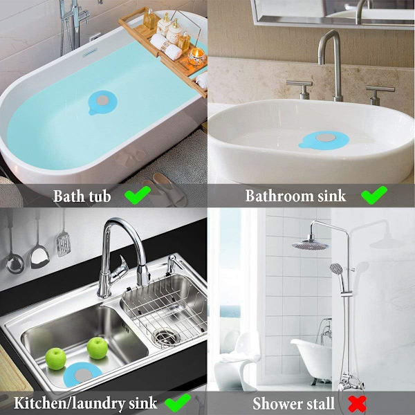 Badekar afløbspropper, Universal silikone badekar afløbsstop, Badekar D