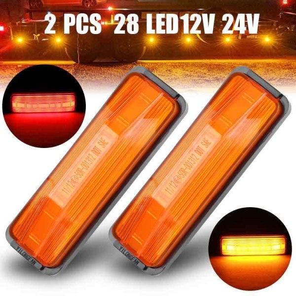 2x Rød/Rav 28 LED Blinklys Baglygte Sidemarkering Lys til