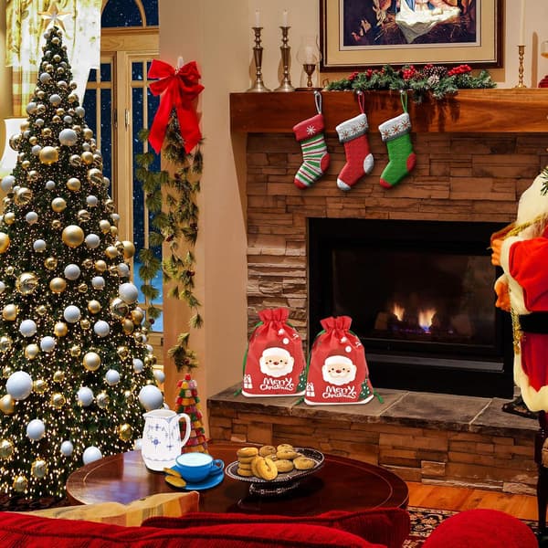 6-pack söta julklapps-presentpåsar med dragsko