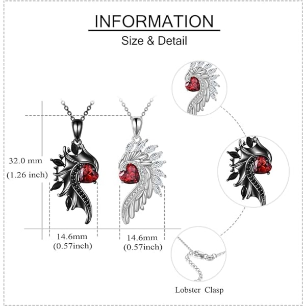 Engle og Djævel Par Halskæde Sterling Sølv Matchende Halskæde