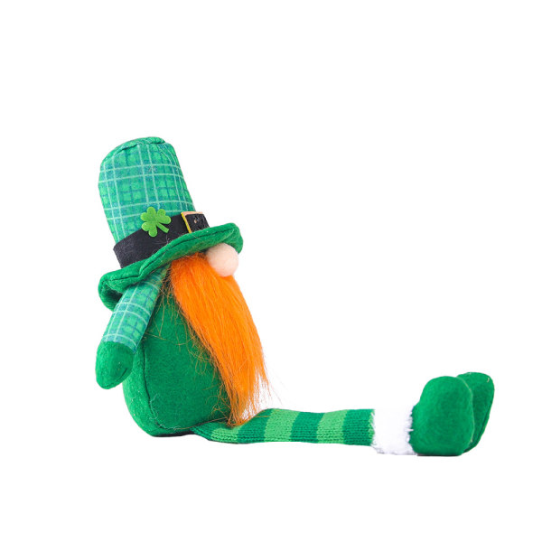 2PK Sankt Patrick's Day Irske Langbenede Dukke Dekoration Heldige Gr