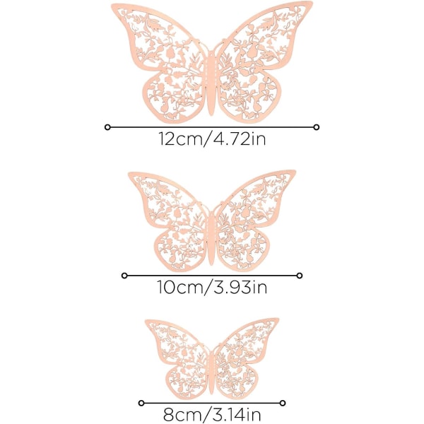 24 stk 3D sommerfugl klistremerker 3 størrelser veggklistremerker