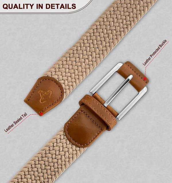 2-pack herr bälten, herr stretch flätad canvas bälte för casual