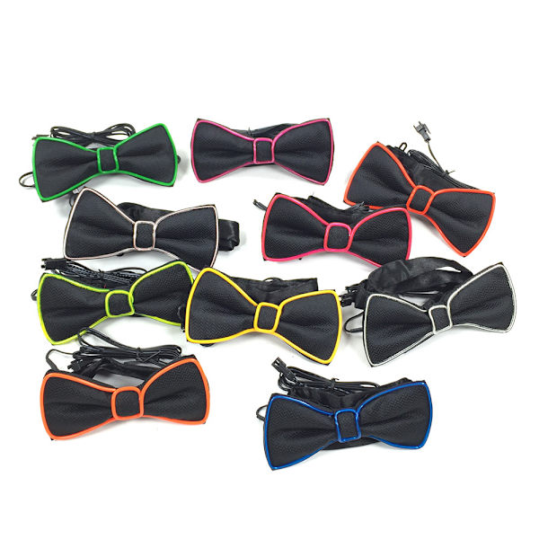 (Blå) LED Lysende Sløjfe med Neon Lys, Unisex, Tre Blink Tilstande
