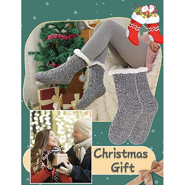 Dam Fuzzy Tofflor Strumpor Fluffy Mysig Stuga Vinter Varma Fleece P