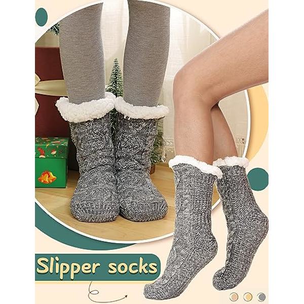 Dam Fuzzy Tofflor Strumpor Fluffy Mysig Stuga Vinter Varma Fleece P
