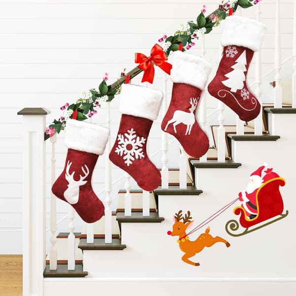 Julstrumpe presentpåse 4 stycken Älg Kenaf broderad jul