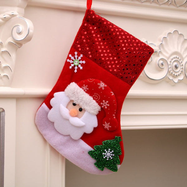 4 st julstrumpor, tomte, ren och snögubbe