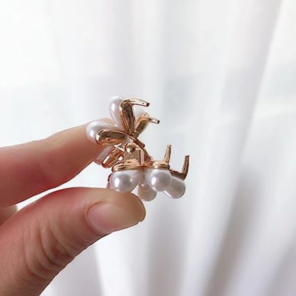 Mini perle hårklemme, 7 stk blomsterformet hårklemme, mini perle
