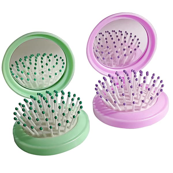 Taittuva hiusharja peilillä, Mini Compact Massage Comb for Pu