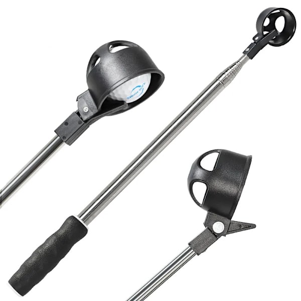 1 rustfrit stålvand teleskopisk golfbold retriever med golf