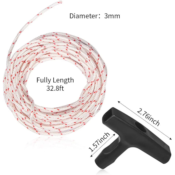 3-delt startsnor med 10 m tilbagetrækssnor (diameter:
