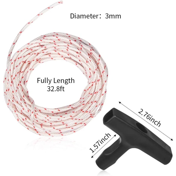 3-delt startvev med 10 m tilbaketrekkstarterledning (diameter: