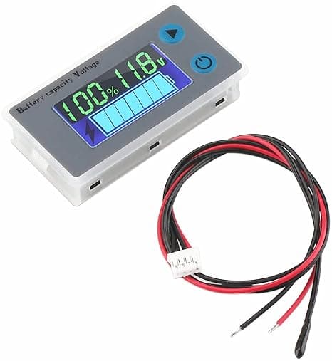 Multifunksjonell 10-100V LCD batterikapasitet voltmeter med temperatur