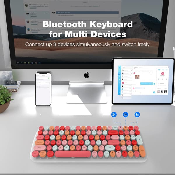 Trådløst Bluetooth-tastatur, egnet for Mac, iPad, iPhone, PC,