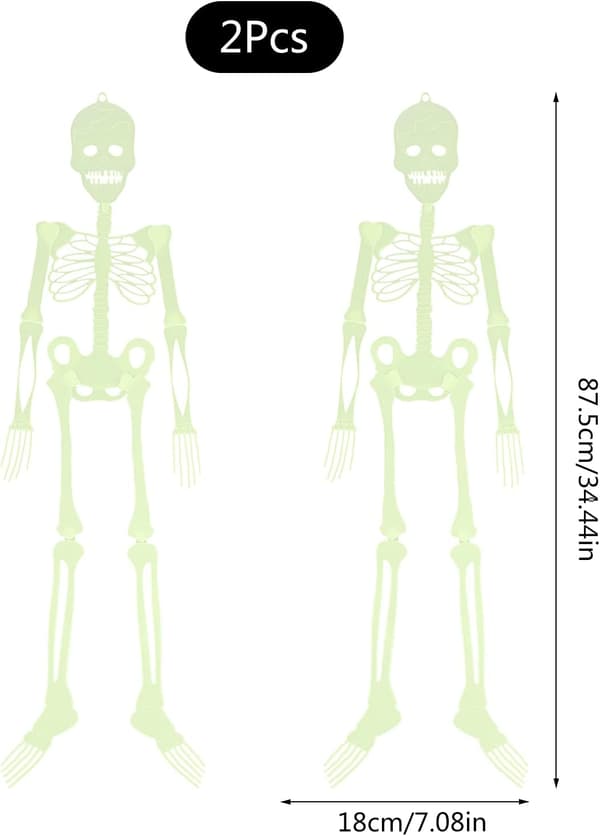 2 stk. Halloween Lysende Skelet Rekvisitter - 90CM