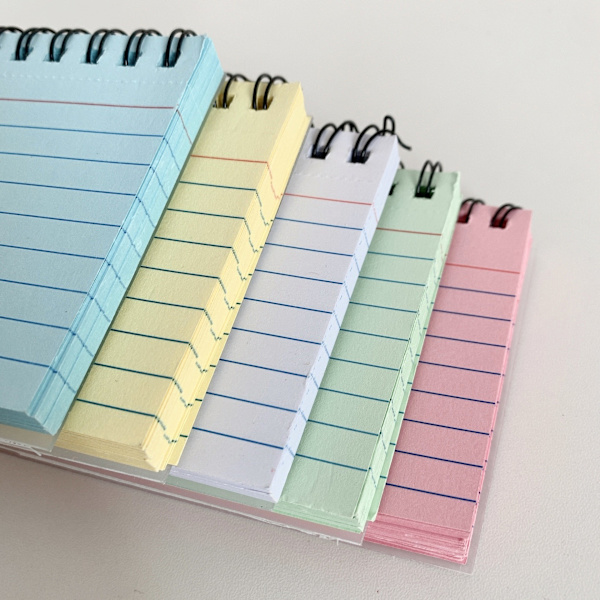 5-pack färgade avrivningsblock med spiral