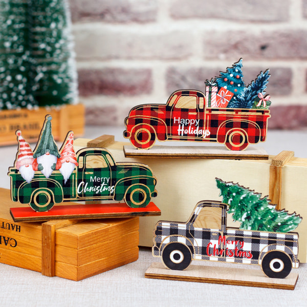 1 Grå Juledekorasjoner Trebilgrill Stil Pickup Tabl