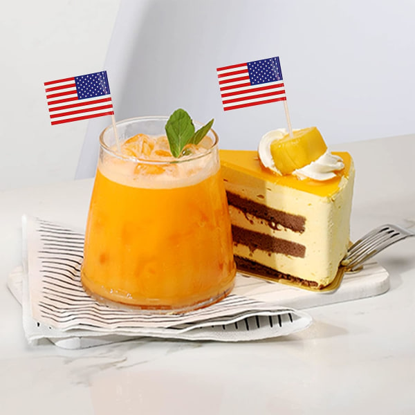 200 Cocktails Amerikanska tandpetare Flagga Cake Toppers Mini Small A