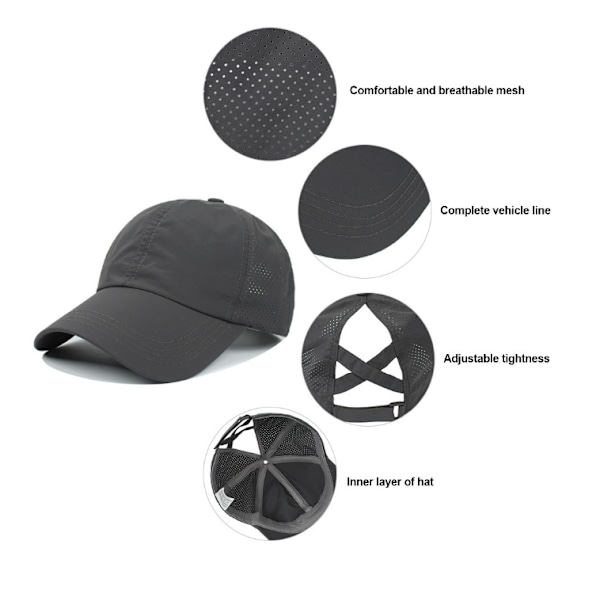 Hestehale Baseball Cap, Åndbar UV Solbeskyttelse, Letvægts