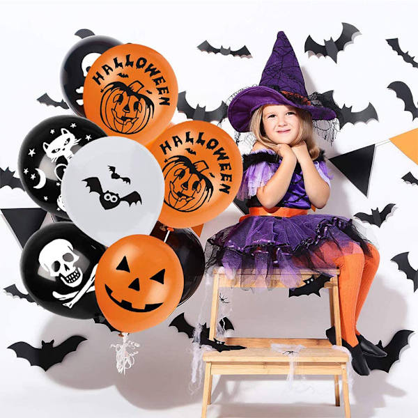 100 stk. Halloween-balloner, sorte og orange balloner, latexball