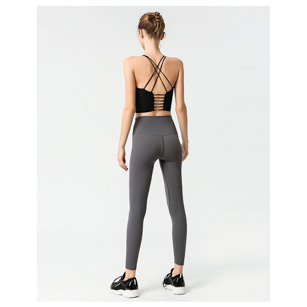 Stretch High Waist Skinny Running Athletic Pants - Mørkegrå M