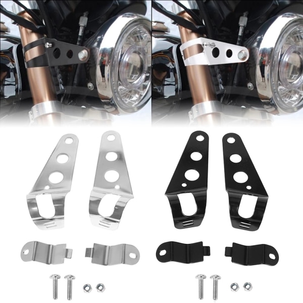 2 Sets Black Electroplated Motorcycle Headlight Brackets, 35Mm-4