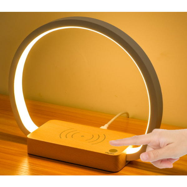 Trådløs nattbordslampe med USB-port og dimbar LED