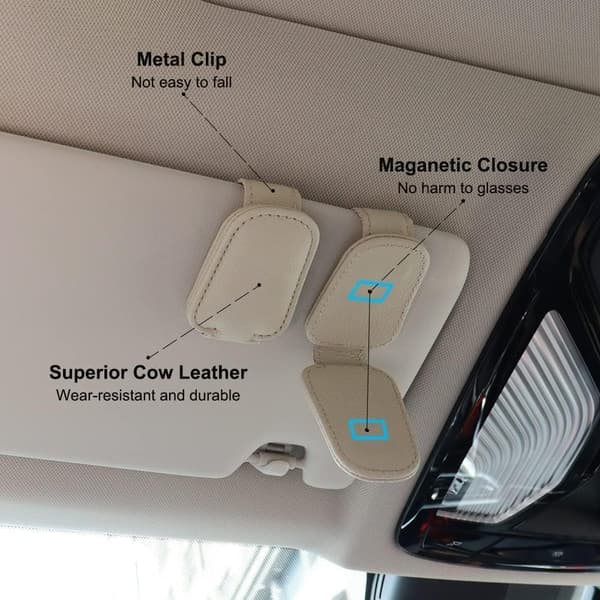 2-pack solglasögonhållare för bil, magnetisk läderbil