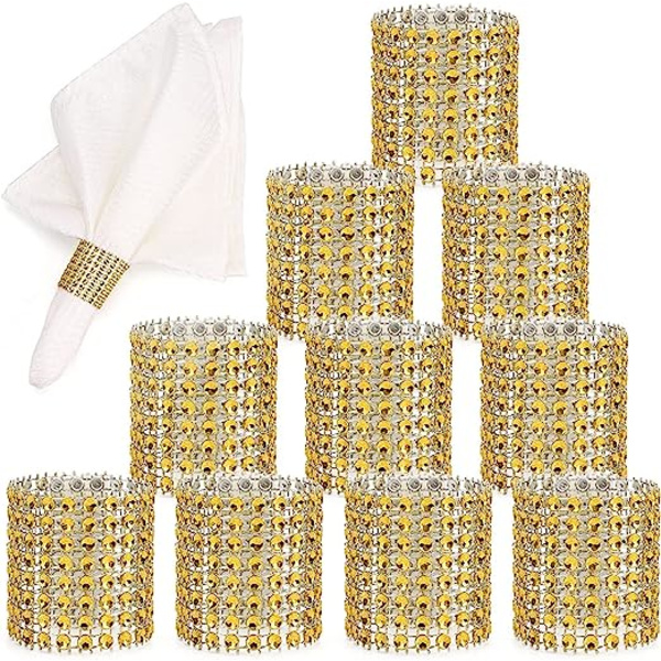 (50 stk. Guld) Servietringe Bord Servietring Diamant Ring Wrap Ri