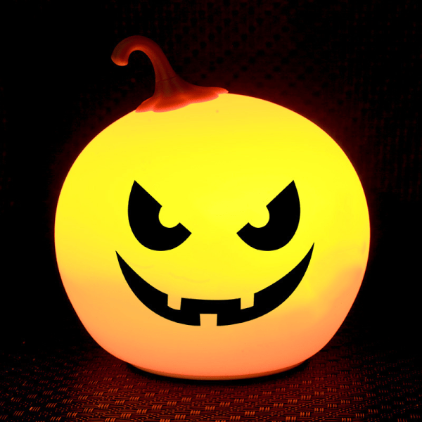 Halloween Pumpa Barn Nattlampa för Barn, LED Silikon Touch Dimbar