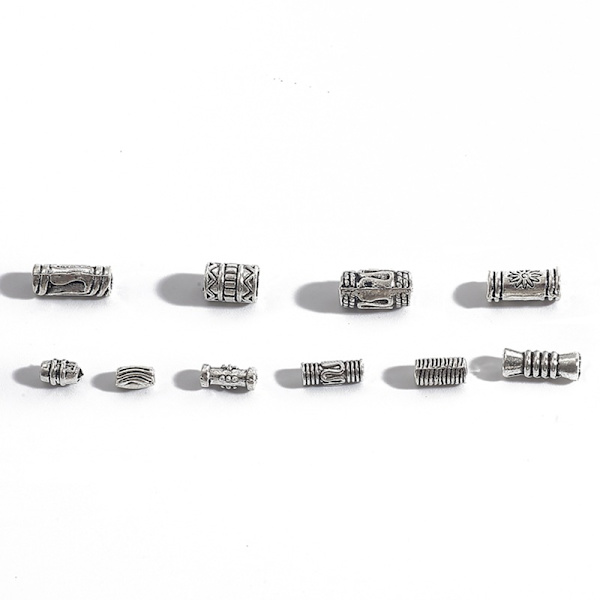 400 st tibetanska silverpärlor blandade legering rörpärlor för DIY-smycken