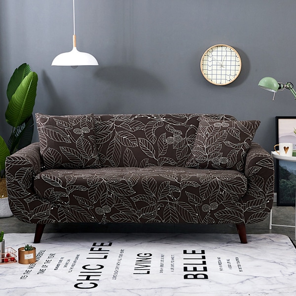 Elastisk trykt sofaovertrekk med samme putetrekk Medium