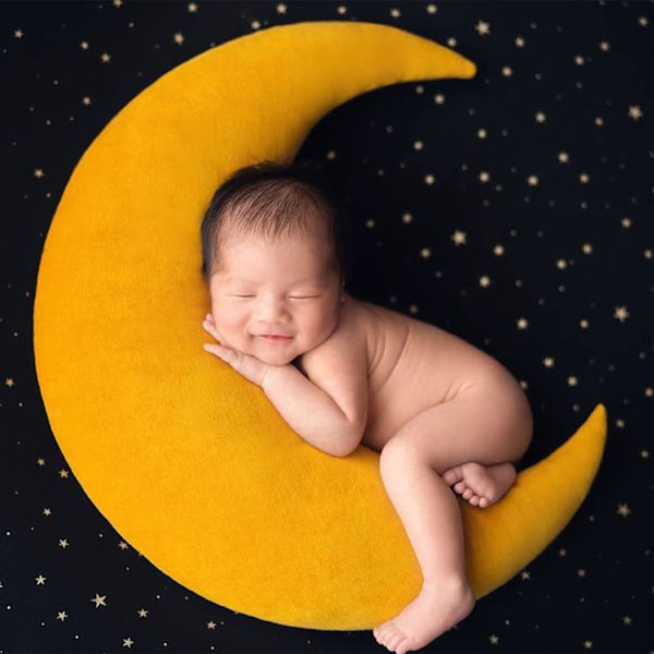Baby Moon Star Kudde Nyfödd Posering Kudde Nyfödd Fotografering
