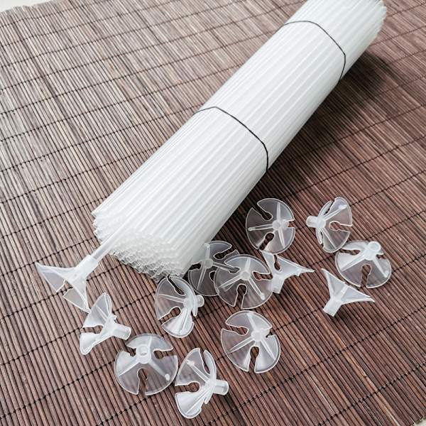 100 stk. 40 cm hvide ballonholder stænger gennemsigtig farve tov stang
